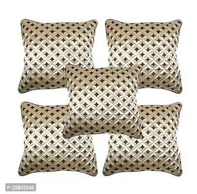 Monk Matters Satin Star Geometric Design Cushion Cover Size 16x16 Inches/40x40cms Beige Color (Set of 5 Pcs)