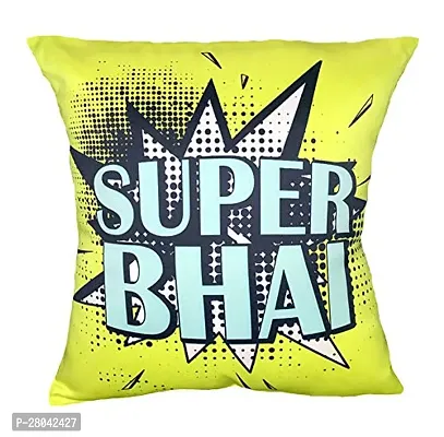 MONK MATTERS Micro Satin Fabric Super Bhai Printed Cushion Cover with Filler Size 12x12 Inches/30x30cms Ideal Gift for Brothers