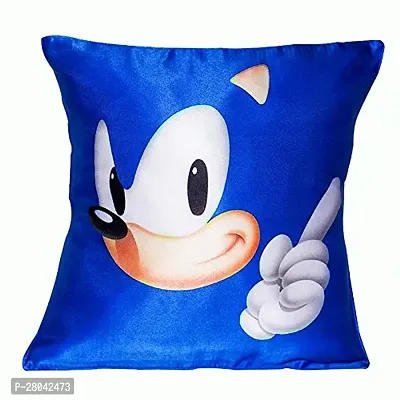MONK MATTERS Cartoon Printed Cushion Cover Size 12x12 Inches/30x30cms Micro Satin Fabric Blue Color-thumb0