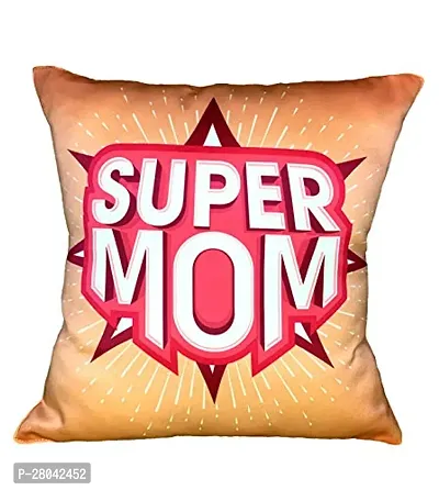 MONK MATTERS Super Mom Design Cushion Cover with Filler Size 12x12 Inches/30x30cms Micro Satin Fabric, Gift for Mom, Gift for Mummy