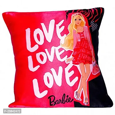 MONK MATTERS Barbie Love Printed Cushion Cover Size 12x12 Inches/30x30cms Micro Satin Fabric (Multicolor), Ideal Gift for Girls and Kids