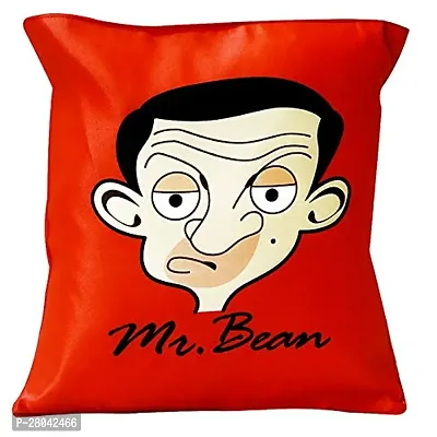 MONK MATTERS Micro Sation Fabric Mr Bean Cartoon Printed Cushion Cover with Fiber Fillers (Size 12 Inches x12 Inches, Multicolor)