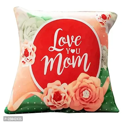 MONK MATTERS Love You Mom Printed Cushion Cover with Fillers Size 12x12 Inches/30x30cms Micro Satin Fabric, Multicolor, Ideal Gift for Mom Mother on her Birthday and Mothers Day