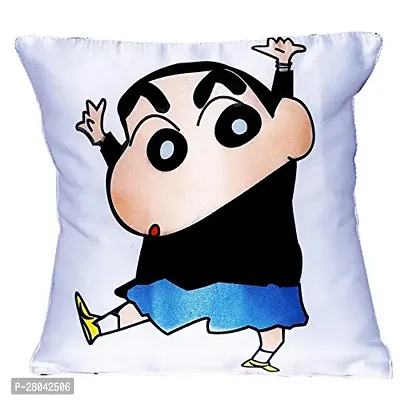 MONK MATTERS Shinchan Cartoon Printed Cushion Cover Size 12x12 Inches/30x30cms Micro Satin Fabric Multicolor-thumb0