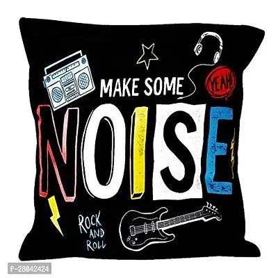MONK MATTERS Micro Sation Fabric Make Some Noise Quote Printed Cushion Cover with Fiber Fillers (Size 12 Inches x12 Inches, Multicolor)