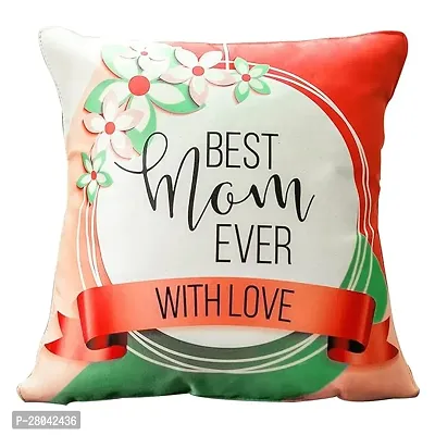 MONK MATTERS Best Mom Ever with Love Printed Cushion Cover with Fillers Size 12x12 Inches/30x30cms Micro Satin Fabric, Multicolor, Ideal Gift for Mom Mother on her Birthday and Mothers Day-thumb0