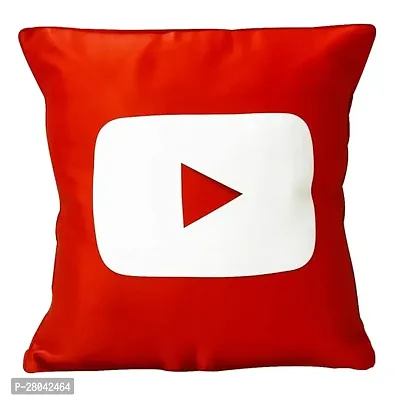 MONK MATTERS YouTube Play Button Design Cushion Cover with Filler Micro Satin Fabric (Multicolour, Size 12x12 Inches, 30x30cms)