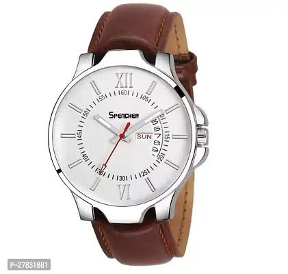 Stylish Brown Leather Analog Watches For Men-thumb0