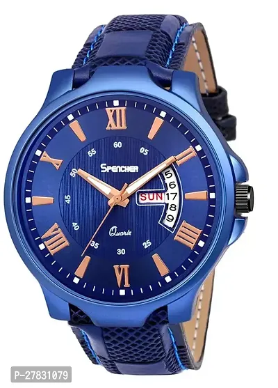 Stylish Blue Leather Analog Watches For Men-thumb0