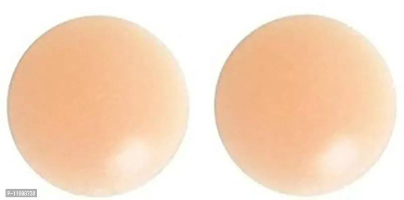 Pasties Silicone-Women's Reusable Nipple Cover - Silicone Nipple Cover Bra Pad - Adhesive Reusable Nipple-(Free-Size Beige) PACK OF-2