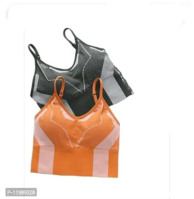 •Women's Wireless Padded Bra Top Everyday Basic V-Neck Size(28 Till 34) Assorted Colour Pack of 1