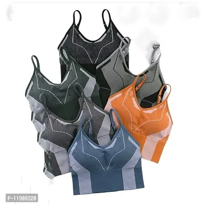 •Women's Wireless Padded Bra Top Everyday Basic V-Neck Size(28 Till 34) Assorted Colour Pack of 1-thumb4