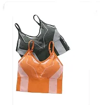•Women's Wireless Padded Bra Top Everyday Basic V-Neck Size(28 Till 34) Assorted Colour Pack of 1-thumb2