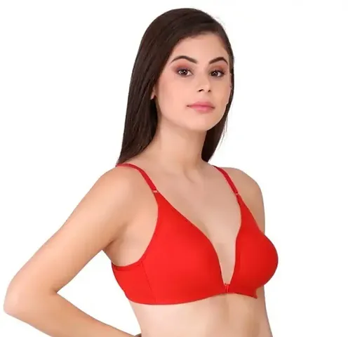 ASHA @ STORE Women's Girl's Non-Padded Front Open Cotton Bra Size B Cup 30 to 40 (32, Red)