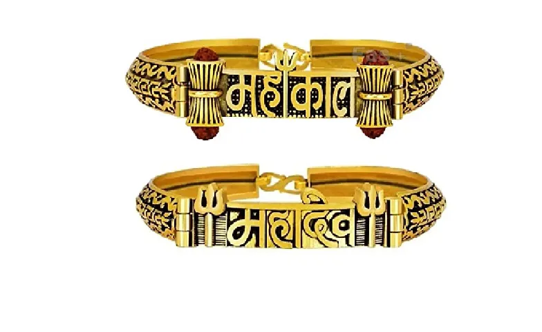 fn sales alloys coated mahakal and mahadev kada for men (pack of 2)