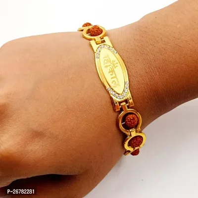 Fn sales alloys golden bholenath design , om , mahakal design bracelate for men and women , boys and girls. (pack of 1)-thumb0