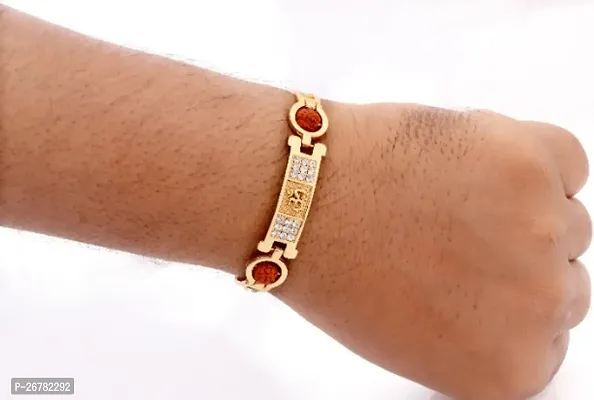 Fn sales alloys golden bholenath design , om , mahakal design bracelate for men and women , boys and girls. (pack of 1)
