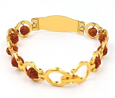 Fn sales alloys golden bholenath design , om , mahakal design bracelate for men and women , boys and girls. (pack of 1)-thumb1