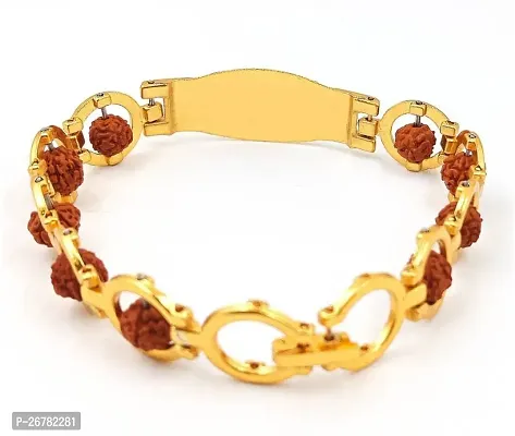 Fn sales alloys golden bholenath design , om , mahakal design bracelate for men and women , boys and girls. (pack of 1)-thumb2
