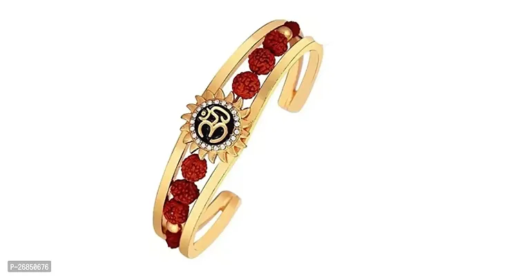 fn sales brass rudraksh  om sun   with american diamond kada for men and boys (pack of 1)