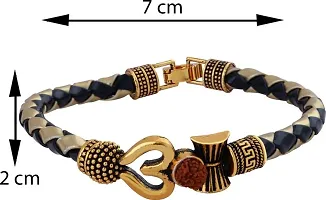 Om damru design rudraksh leather bracelate for men and boys.-thumb1