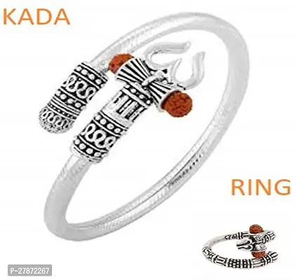 Stylish Multicolored  Bracelets Kada with Rings For Men Pack Of 2-thumb0