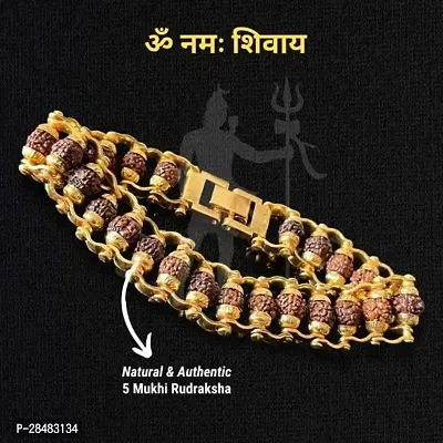 Golden Rudraksh Brass Attractive Bracelate for Men and Boys