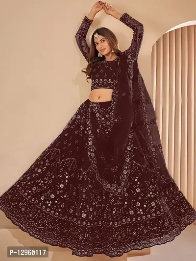 Stylish  Net Embroidered Lehenga Choli Set For Women-thumb2