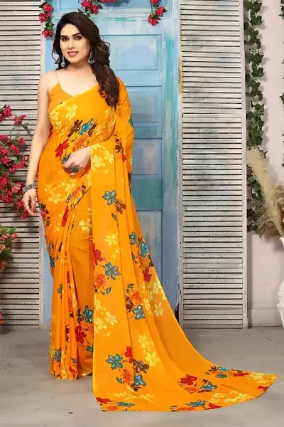 Hot Selling Pure Georgette Saree without Blouse piece 
