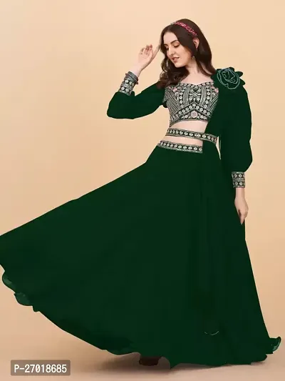 Stylish Green Georgette Embellished Lehenga Choli Set For Women-thumb3