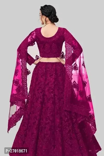 Stylish Pink Net Embellished Lehenga Choli Set For Women-thumb2