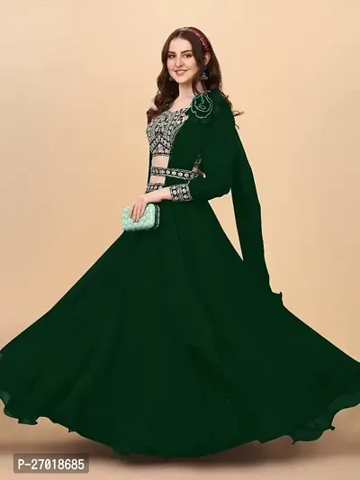 Stylish Green Georgette Embellished Lehenga Choli Set For Women-thumb4
