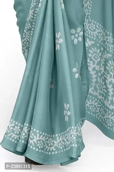 Elegant Turquoise Chiffon Printed Bollywood Saree with Blouse piece-thumb2