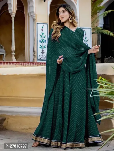 Stylish Green Poly Georgette Embellished Lehenga Choli Set For Women