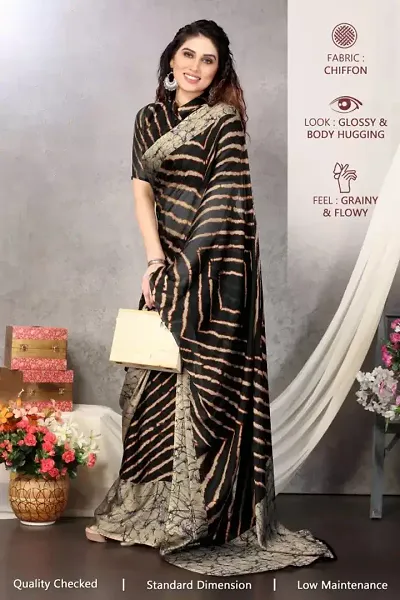 Chiffon Printed Sarees with Blouse Piece