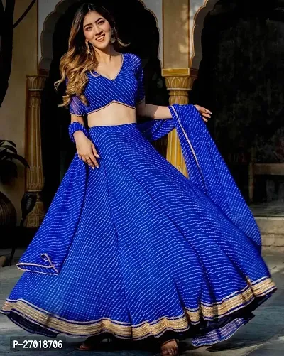 Stylish Blue Poly Georgette Embellished Lehenga Choli Set For Women-thumb3