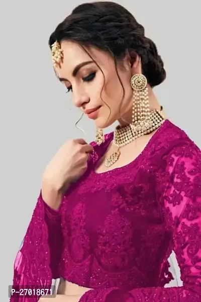 Stylish Pink Net Embellished Lehenga Choli Set For Women-thumb4