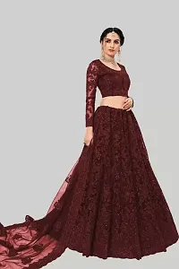 Stylish Maroon Net Embellished Lehenga Choli Set For Women-thumb2