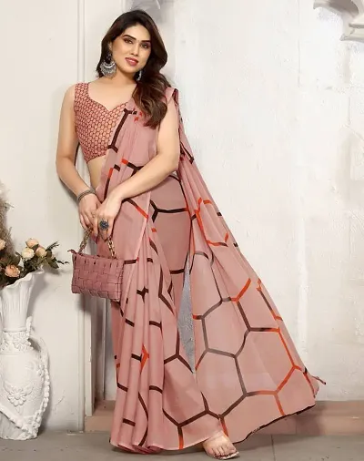 New In Pure Georgette Saree with Blouse piece 