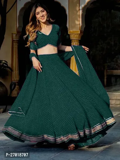 Stylish Green Poly Georgette Embellished Lehenga Choli Set For Women-thumb5