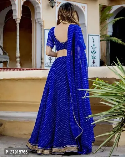 Stylish Blue Poly Georgette Embellished Lehenga Choli Set For Women-thumb2