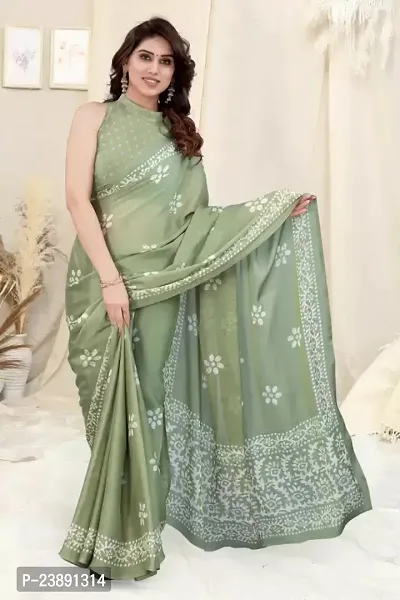 Elegant Green Chiffon Printed Bollywood Saree with Blouse piece-thumb2