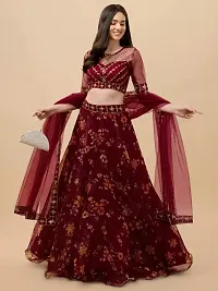 Stylish  Net Embroidered Lehenga Choli Set For Women-thumb1