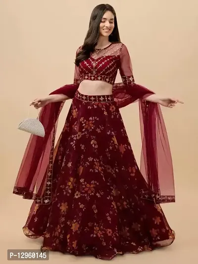 Stylish  Net Embroidered Lehenga Choli Set For Women-thumb2