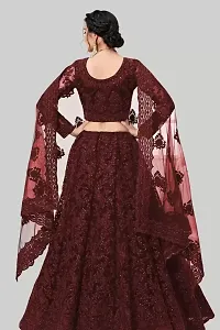 Stylish Maroon Net Embellished Lehenga Choli Set For Women-thumb1