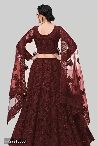 Stylish Maroon Net Embellished Lehenga Choli Set For Women-thumb2