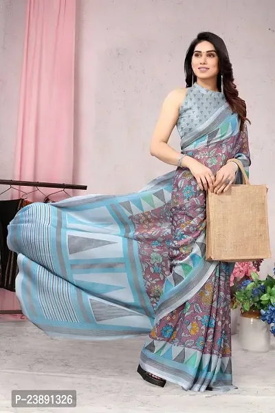 Elegant Pink Chiffon Printed Bollywood Saree with Blouse piece