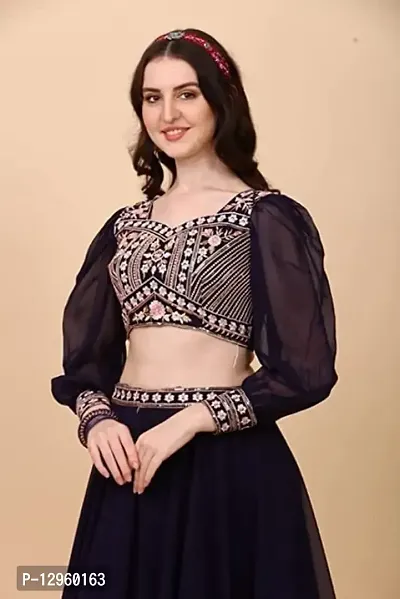 Stylish  Net Chevron Lehenga Choli Set For Women-thumb3