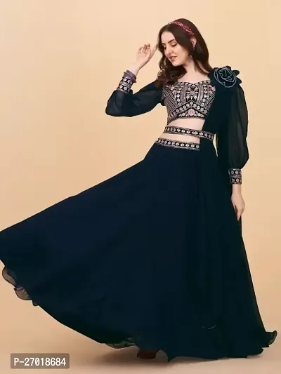 Stylish Black Georgette Embellished Lehenga Choli Set For Women-thumb3