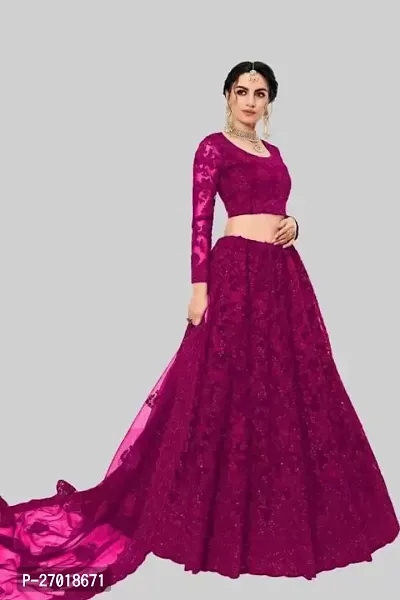 Stylish Pink Net Embellished Lehenga Choli Set For Women-thumb3